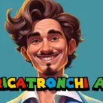 Caricatronchi art example showing exaggerated facial features and bold colors in Italian digital caricature style