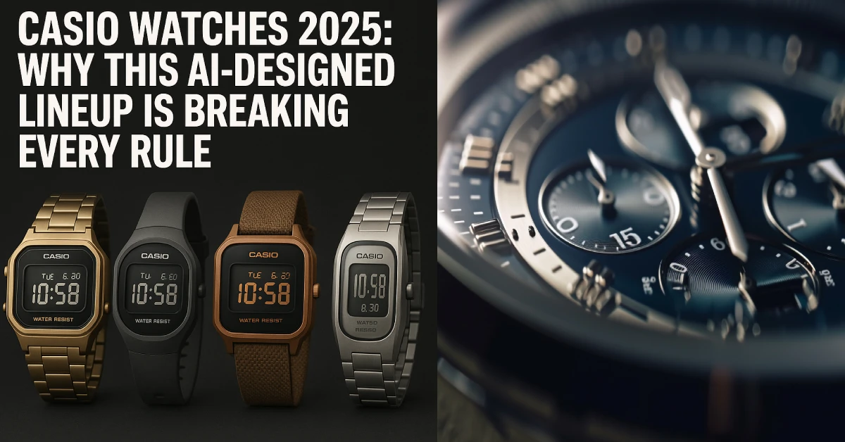 Casîo watches 2025 collection featuring AI-designed digital timepieces with water resistance and modern metallic finishes
