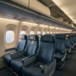 Interior of a United Airlines Boeing 787 Dreamliner cabin during the UA770 emergency diversion flight
