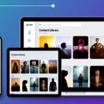 PremiumIndo69 streaming platform interface displayed on multiple devices including smartphone, tablet, and laptop showing content library