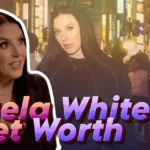 Angela White net worth featured image showing Angela White with colorful text overlay displaying Angela White Net Worth title