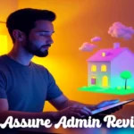 HomeAssure admin reviews analysis showing man researching home warranty coverage options on tablet with house illustration