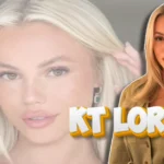 KT Lordahl blonde model and influencer in professional photoshoot wearing tan blazer