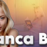 Bianca Bell TikTok star profile photo with text overlay and mobile phone background showing social media content creation