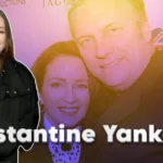 Promotional image featuring the name Constantine Yankoglu prominently displayed, with a woman in black attire on the left and a couple against a purple-tinted background on the right