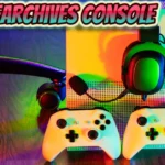 thegamearchives console gaming setup with colorful controllers headset and RGB lighting display
