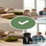 Aurö dual meaning visual: natural wellness products with botanical elements alongside environmental economics research team collaboration