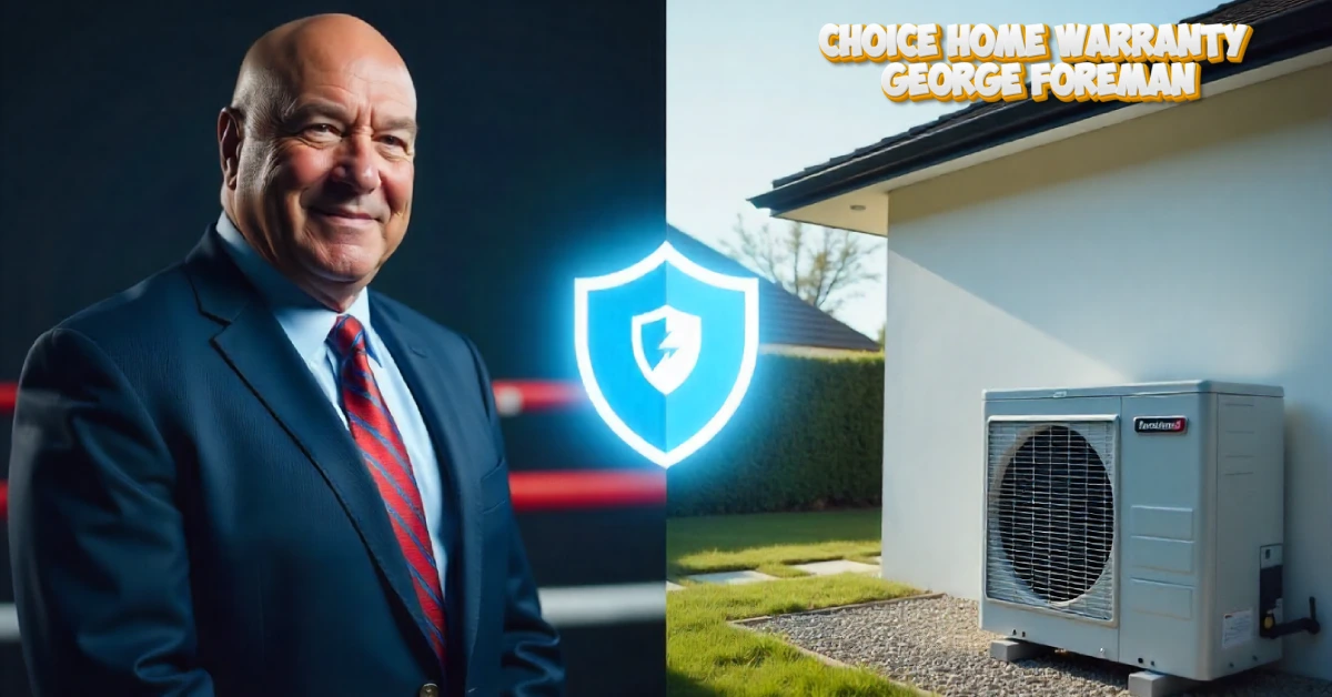 George Foreman Choice Home Warranty brand ambassador with protection shield and home HVAC system