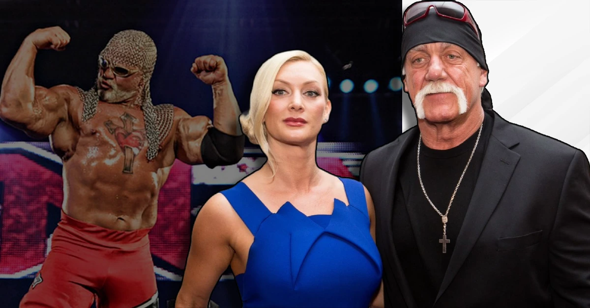 Christa Podsedly with WWE wrestler Scott Steiner and his Big Poppa Pump wrestling persona from his career