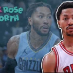 Derrick Rose net worth comparison showing him in Memphis Grizzlies and Chicago Bulls uniforms highlighting his NBA career journey
