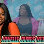 Janelle James Net Worth - Abbott Elementary star Janelle James smiling in orange outfit with net worth graphic backdrop