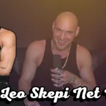 Leo Skepi net worth featured image showing the TikTok influencer and podcast host in his signature black tank top displaying his confident persona