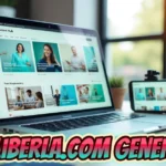 MyLiberla.com general platform displayed on laptop and smartphone showing content hub interface with multiple article categories in modern workspace