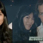 Atsuko Remar standing with James Remar at an event, featuring Atsuko’s elegant style and long black hair.