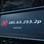 Server screen displaying 185.63.253.2pp malformed IP address with connection failed error message
