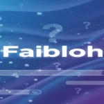 A futuristic blue and purple digital background with floating question marks, connected network nodes, search bars, and the word Faibloh in bold white text