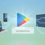 g.co/playcontinue connecting smartphone tablet laptop and smart TV through Google Play with wireless sync lines