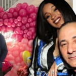 Carlos Alman, Dominican-American retired NYC taxi driver and father of rapper Cardi B, smiling with his daughter at a birthday celebration