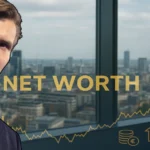 George Farmer net worth analysis with financial charts and London skyline background showing wealth and business success