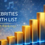 A visual chart showing the top celebrities net worth list of 2025 including movie stars and athletes.