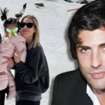 Brandon Jack James with wife Ashley Benson and daughter on ski vacation alongside portrait photo