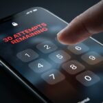 Smartphone lock screen displaying 30 attempts remaining password warning message