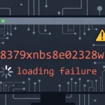 Computer screen displaying 8379xnbs8e02328ws loading failure error message with warning icon and circuit board background