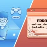 A split image explaining author decached heladim jomsel: one side shows a tech writer, the other shows a browser error message.
