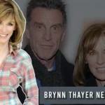 Brynn Thayer net worth featured collage with the actress smiling in plaid shirt, alongside co-stars and bold net worth text overlay.
