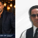 Dino Guilmette, Rhode Island bar owner and entrepreneur with estimated net worth of $500K–$2M, shown in professional business attire at a modern bar with warm lighting and in a minimalist portrait style.