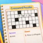 Crossword puzzle clue highlighting "Phil or Lil of Rugrats" with the answer "TWIN" filled in.