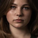 Portrait of Amélie Pease, a British actress known for her role as Lisa Miller in the Netflix series Adolescence