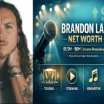 Brandon Lake net worth infographic showing $1.5M-$6M income breakdown from touring, streaming, songwriting, and merchandise sales