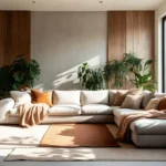 Contemporary comfort mipimprov living room with modern cozy furniture and natural light