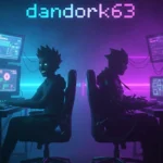 Mysterious digital silhouette at gaming setup with floating dandork63 text, representing the ambiguous online identity behind this viral username