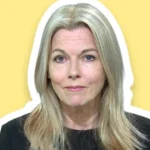 Mary Nightingale illness update showing the ITV news presenter with long blonde hair on a yellow background