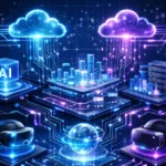 RealityKubGS digital framework illustration showing AI automation, data pipelines, and immersive experience layers interconnected