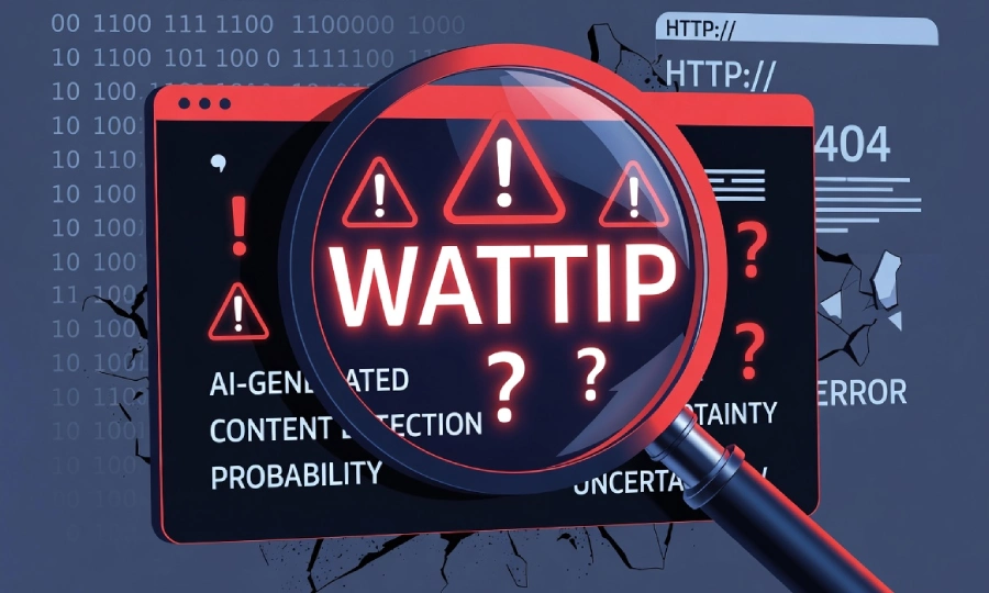 Wattip fake product investigation showing search results with warning symbols and AI-generated spam content