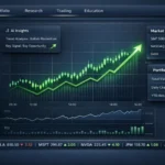 Invest1now.com stocks platform interface showing real-time trading dashboard, sector-focused portfolio options, and AI-powered investment insights
