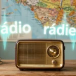 Illustration of rádiem concept with radio and Czech language elements