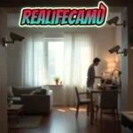 Multiple live streaming cameras recording daily life in a modern home kitchen, illustrating how realifecamù platforms capture unfiltered reality