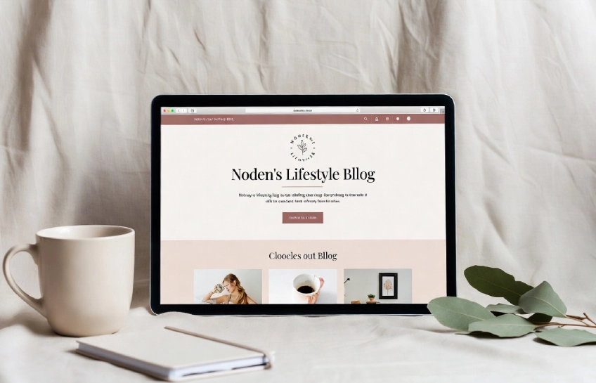 Screenshot-style flat-lay representing letwomenspeakcom website review on a laptop