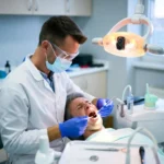 Emergency dentist providing emergency dental care to a patient with severe tooth pain in a modern dental clinic.