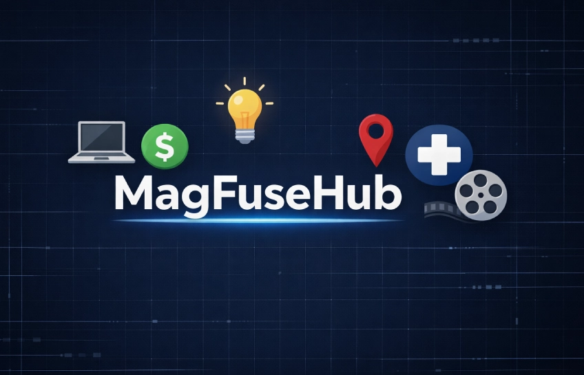MagFuseHub com digital content platform homepage showing tech, lifestyle, and how-to guide categories