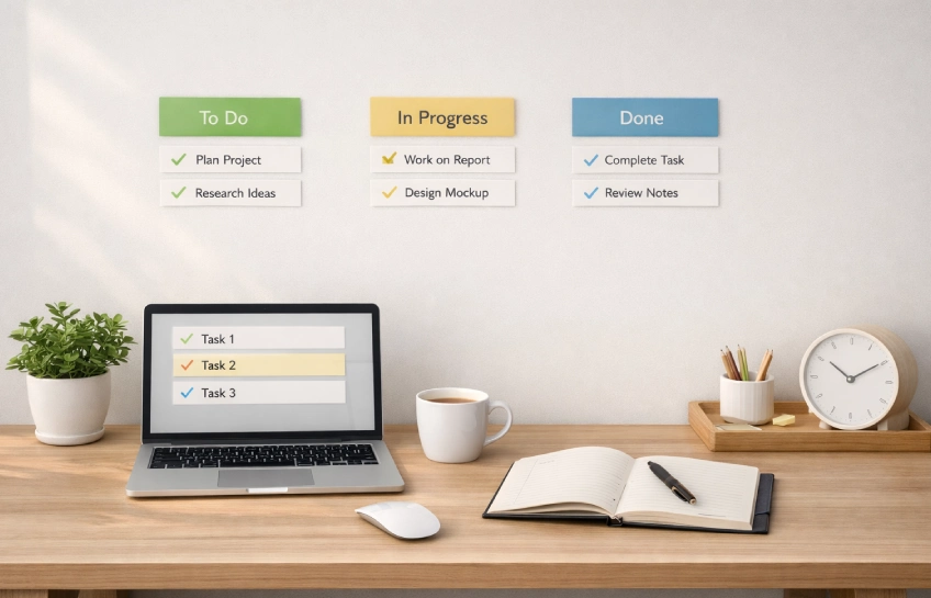 ordenari concept showing a flexible and organised workspace system with simple task management setup