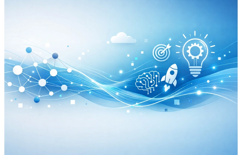 Conceptual illustration representing vieredbuay with digital nodes, connected ideas, and modern technology design.