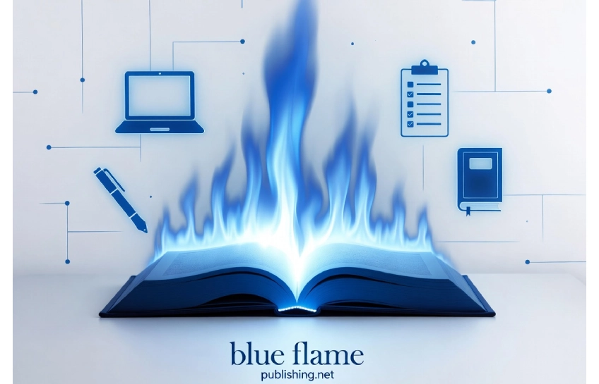 blue flamepublishingnet platform showing professional book publishing services and packages for indie authors