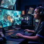 Tommy jacobs gaming eyexcon concept showing eye-tracking technology in immersive gaming setup