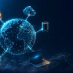 Glowing globe of connected smart devices visualizing wepbound digital connectivity across networks worldwide