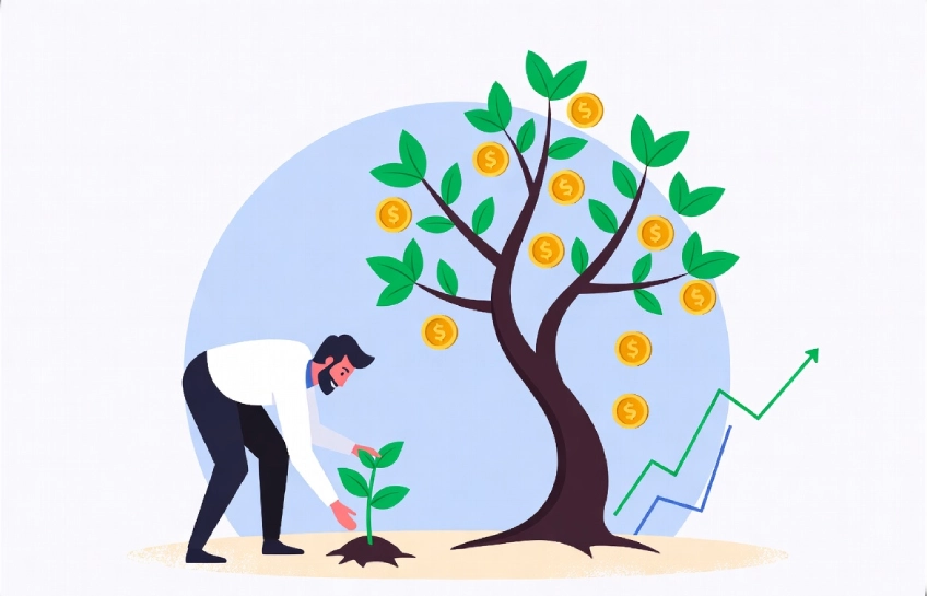 Investment hacks discommercified - Simple wealth building illustrated with growing money tree